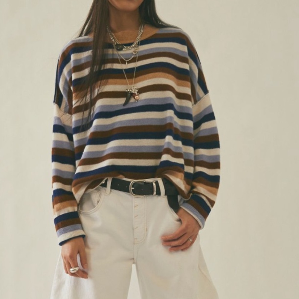Free People Tomorrow Stripe Cashmere Sweater, XS